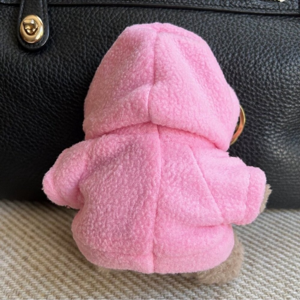 TEDDY BEAR HOODIE Bag Charm Taupe and Pink 🧸 - Picture 4 of 5